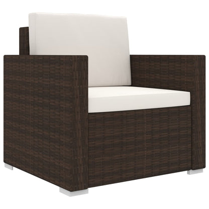 -Delige Loungeset Met Kussens Poly Rattan Bruin