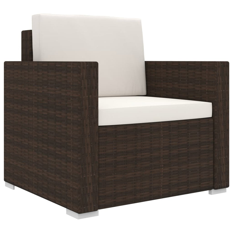 -Delige Loungeset Met Kussens Poly Rattan Bruin