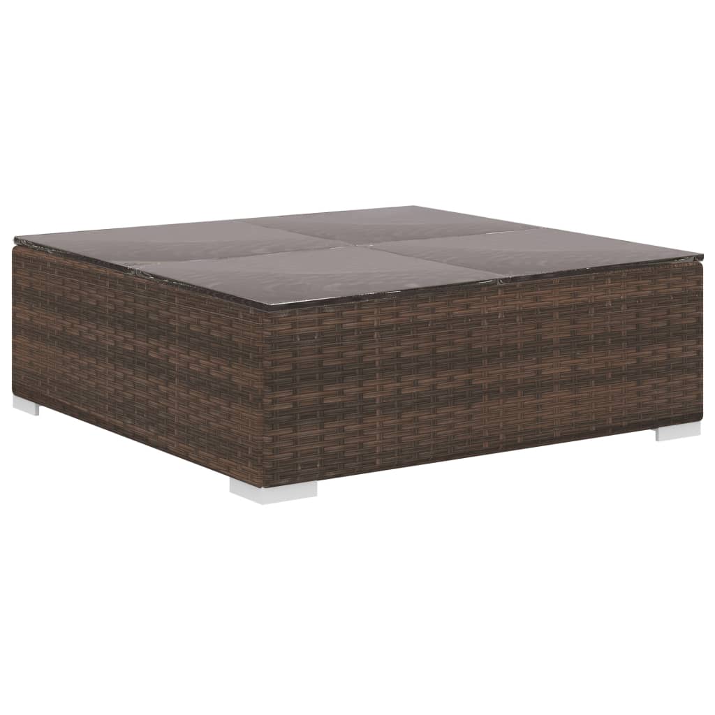 -Delige Loungeset Met Kussens Poly Rattan Bruin
