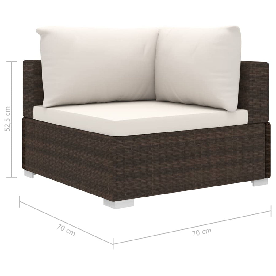 -Delige Loungeset Met Kussens Poly Rattan Bruin