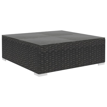 11-Delige Loungeset Met Kussens Poly Rattan Zwart Zwart en wit