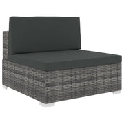 Middle sofa 1 pc with cushions poly rattan grey