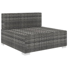 St Met Kussens Poly Rattan Grijs Middenbank