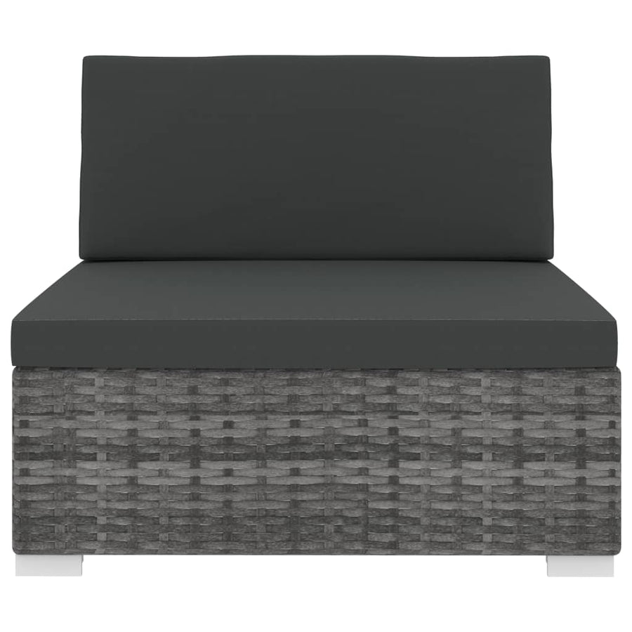 St Met Kussens Poly Rattan Grijs Middenbank