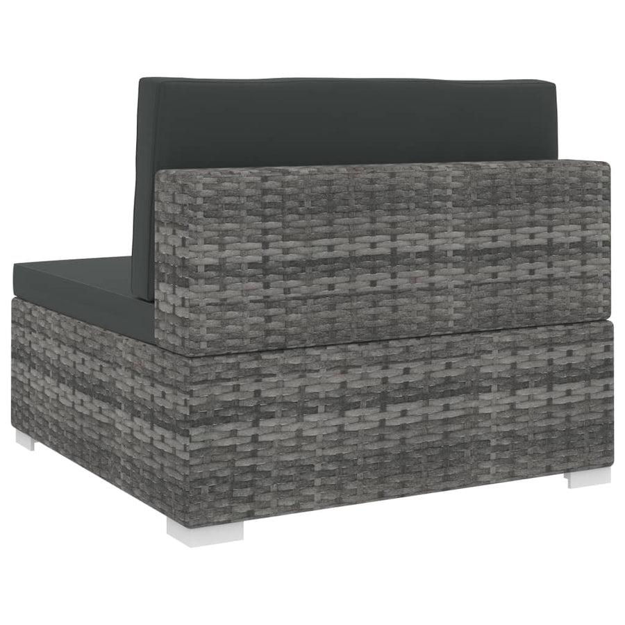 St Met Kussens Poly Rattan Grijs Middenbank
