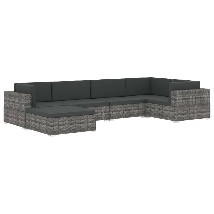 St Met Kussens Poly Rattan Zwart Middenbank