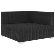Hoekbank 1 St Met Kussens Poly Rattan Zwart Zwart en wit