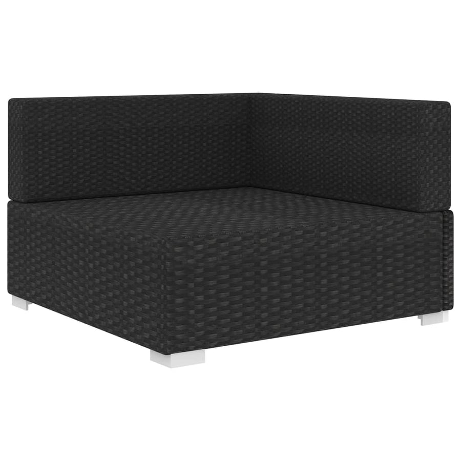 Hoekbank 1 St Met Kussens Poly Rattan Zwart Zwart en wit