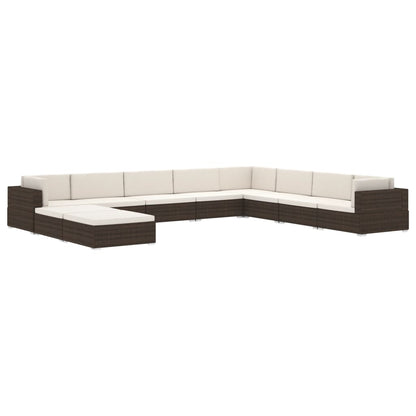 Hoekbank 1 St Met Kussens Poly Rattan Zwart Zwart en wit