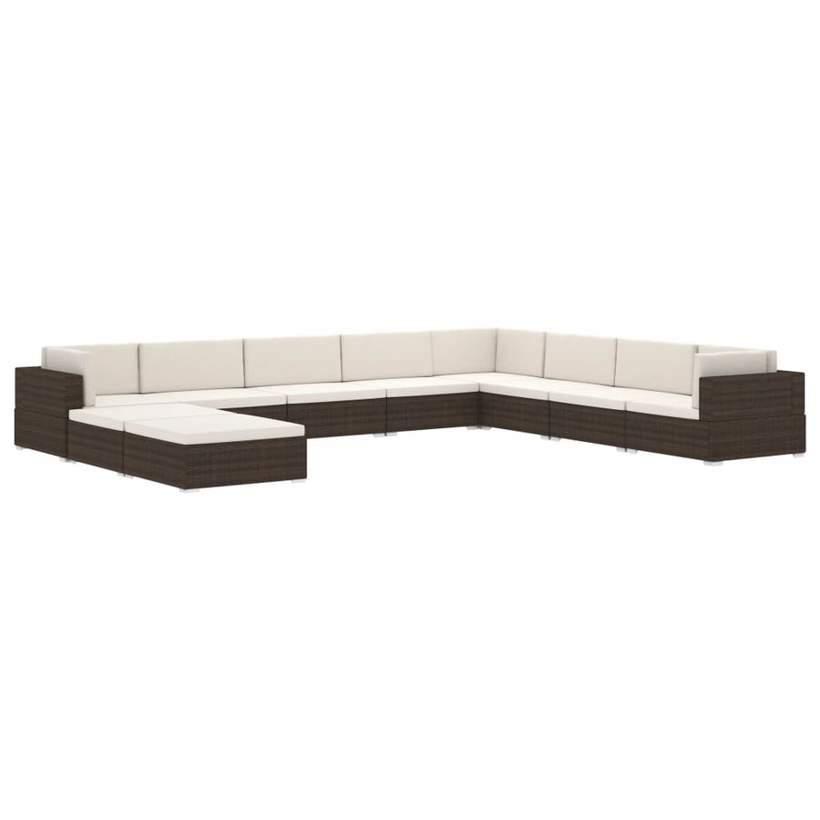 Hoekbank 1 St Met Kussens Poly Rattan Zwart Zwart en wit