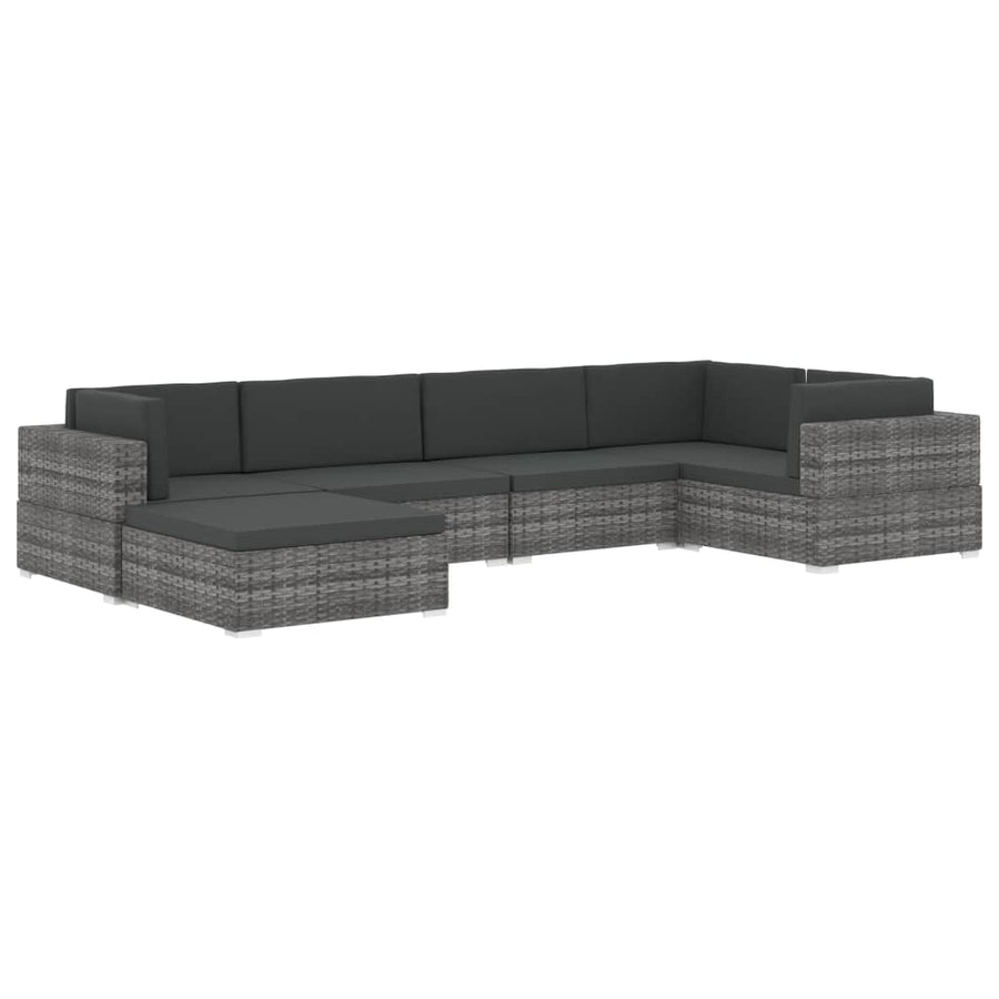 Hoekbank 1 St Met Kussens Poly Rattan Zwart Zwart en wit