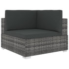 Hoekbank poly rattan grijs met kussens