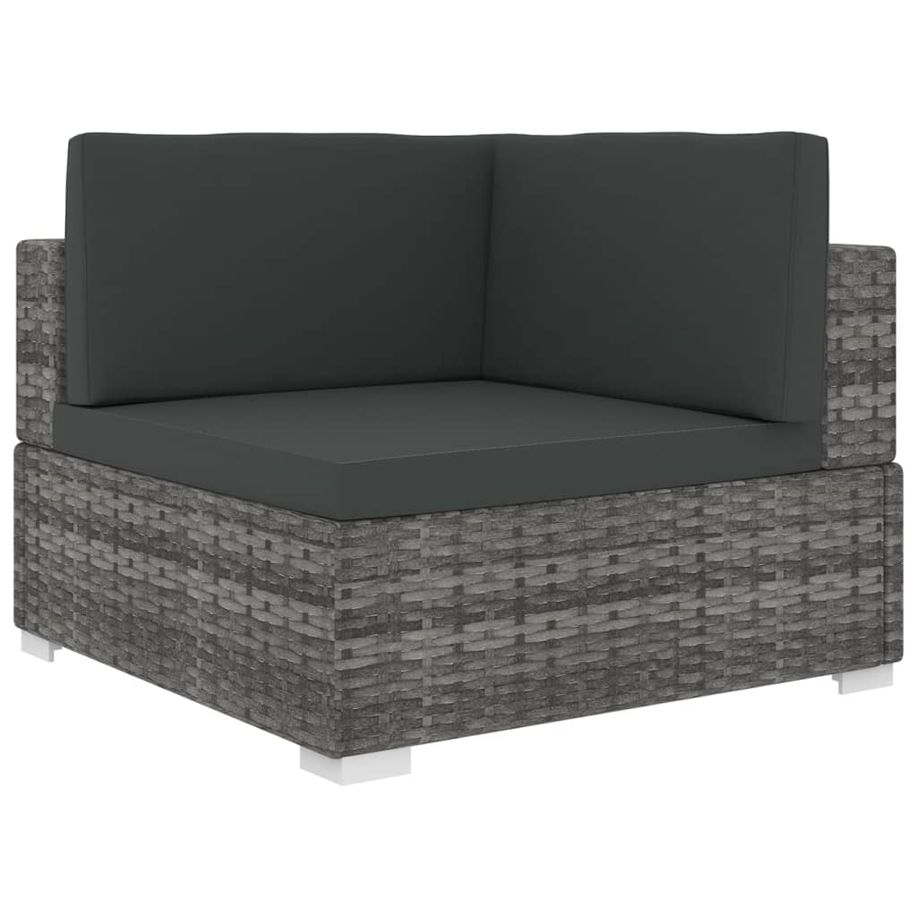 1 St Met Kussens Poly Rattan Grijs Hoekbank