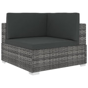 Hoekbank poly rattan grijs met kussens