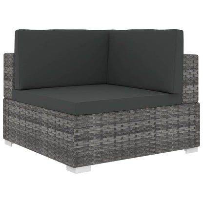 1 St Met Kussens Poly Rattan Grijs Hoekbank