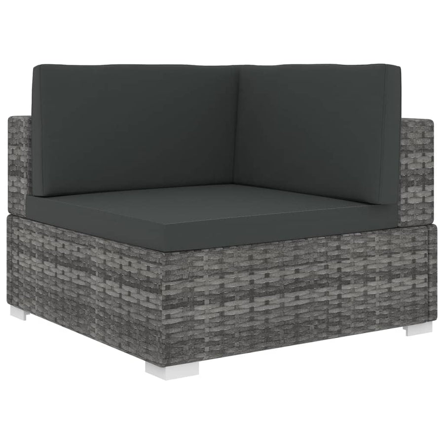 1 St Met Kussens Poly Rattan Grijs Hoekbank