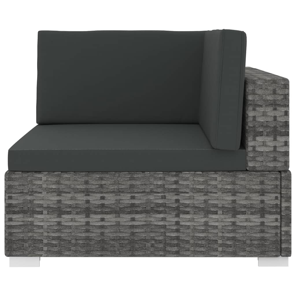 1 St Met Kussens Poly Rattan Grijs Hoekbank