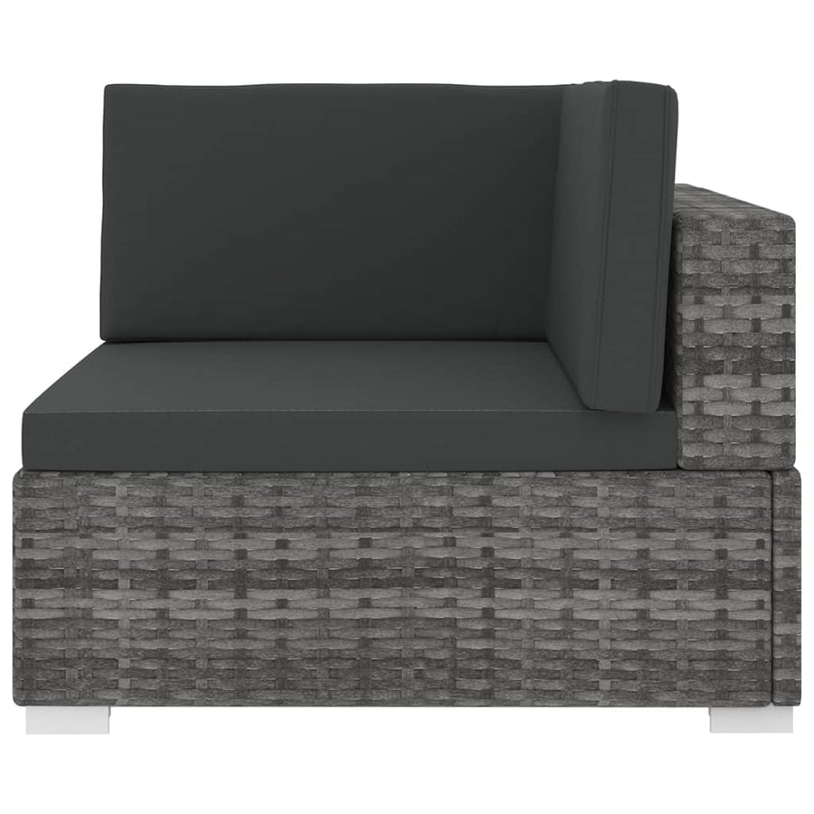 1 St Met Kussens Poly Rattan Grijs Hoekbank