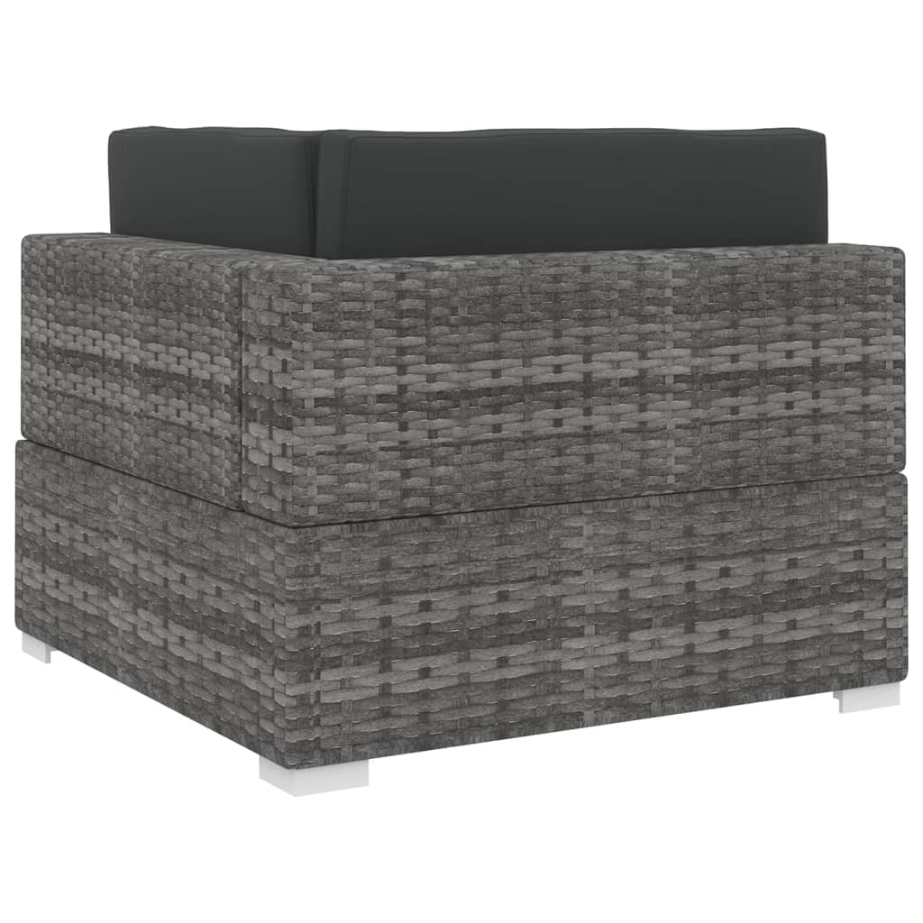 1 St Met Kussens Poly Rattan Grijs Hoekbank