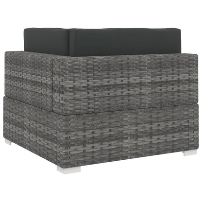 1 St Met Kussens Poly Rattan Grijs Hoekbank
