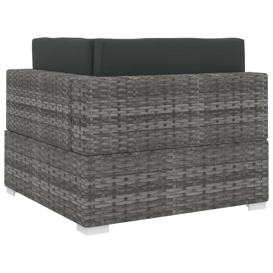 1 St Met Kussens Poly Rattan Grijs Hoekbank