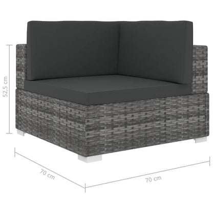 1 St Met Kussens Poly Rattan Grijs Hoekbank