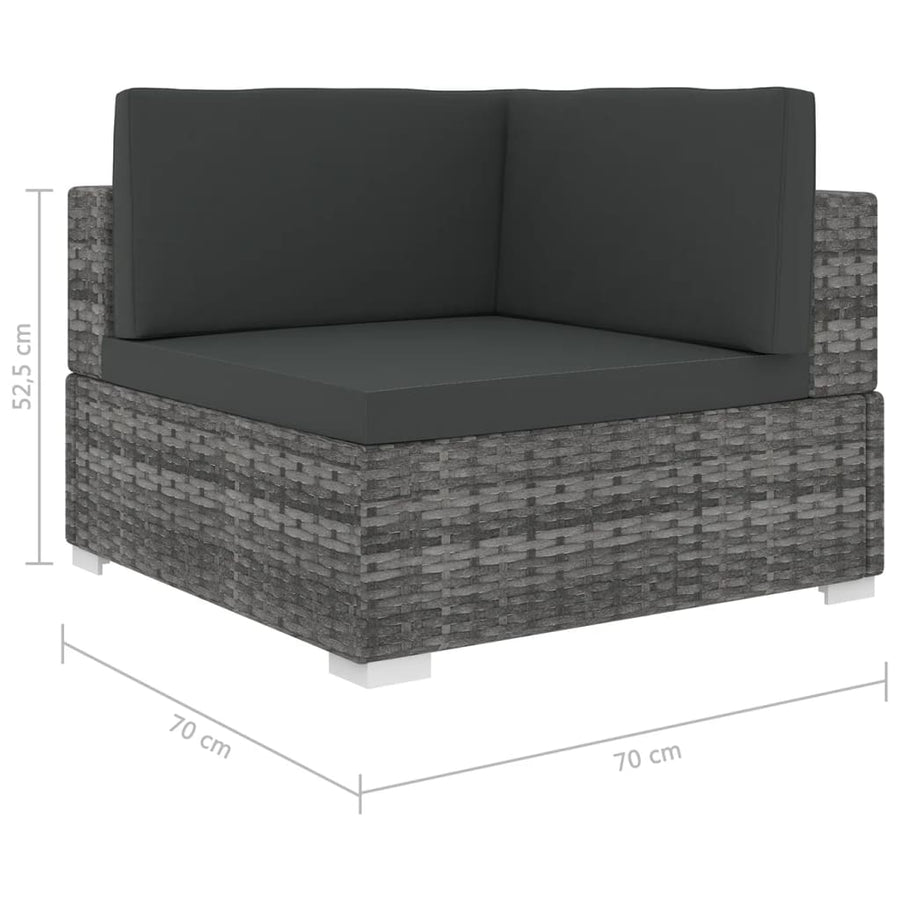 1 St Met Kussens Poly Rattan Grijs Hoekbank