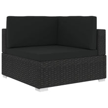Hoekbank 1 St Met Kussens Poly Rattan Zwart