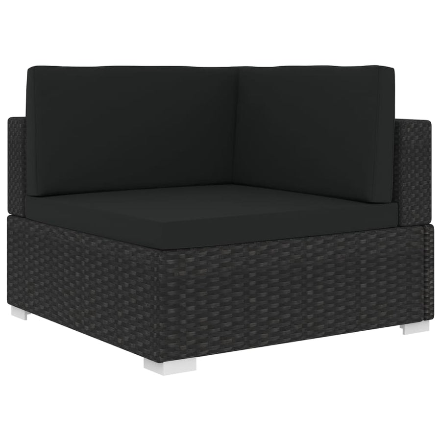 Hoekbank 1 St Met Kussens Poly Rattan Zwart