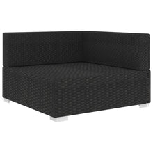 Hoekbank 1 St Met Kussens Poly Rattan Zwart