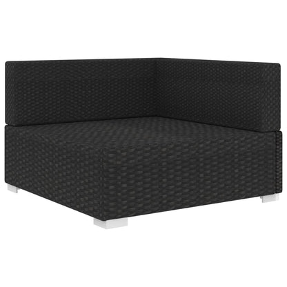 Hoekbank 1 St Met Kussens Poly Rattan Zwart