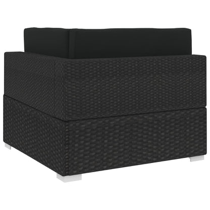 Hoekbank 1 St Met Kussens Poly Rattan Zwart