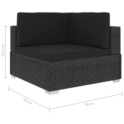 Hoekbank 1 St Met Kussens Poly Rattan Zwart