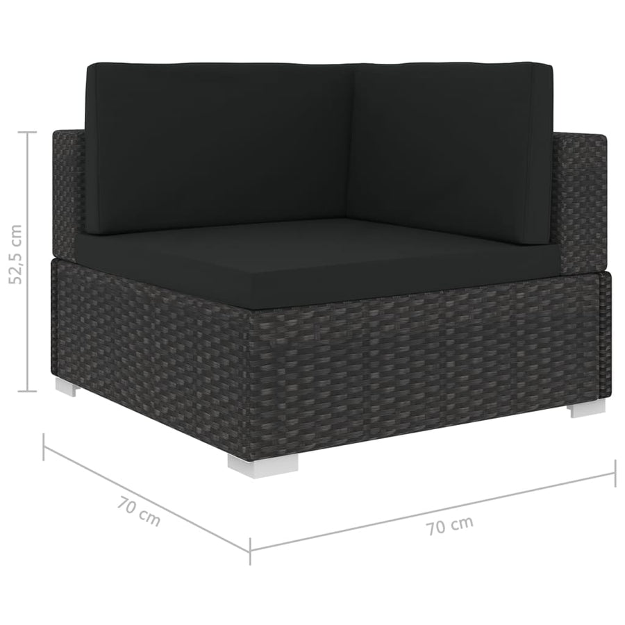 Hoekbank 1 St Met Kussens Poly Rattan Zwart