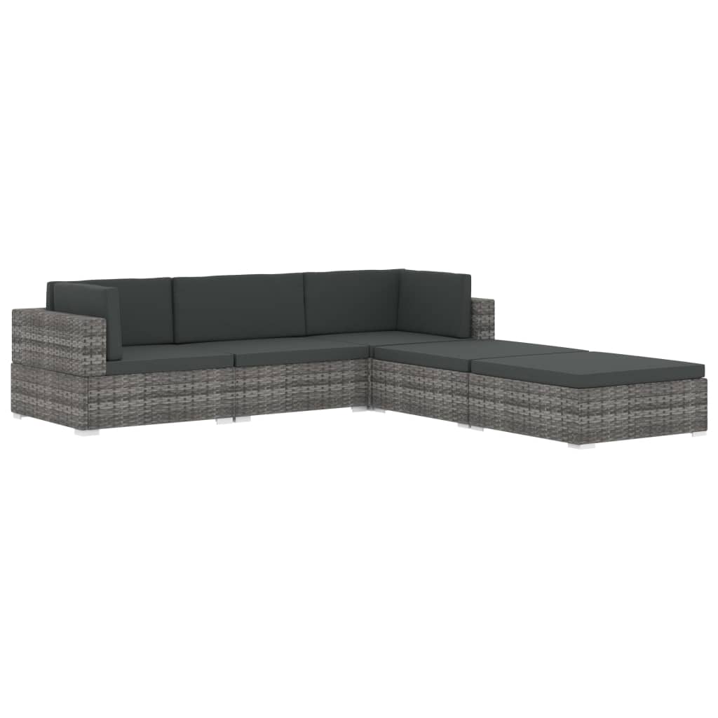 Hoekbank 1 St Met Kussens Poly Rattan Zwart