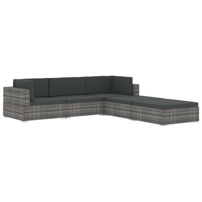Hoekbank 1 St Met Kussens Poly Rattan Zwart