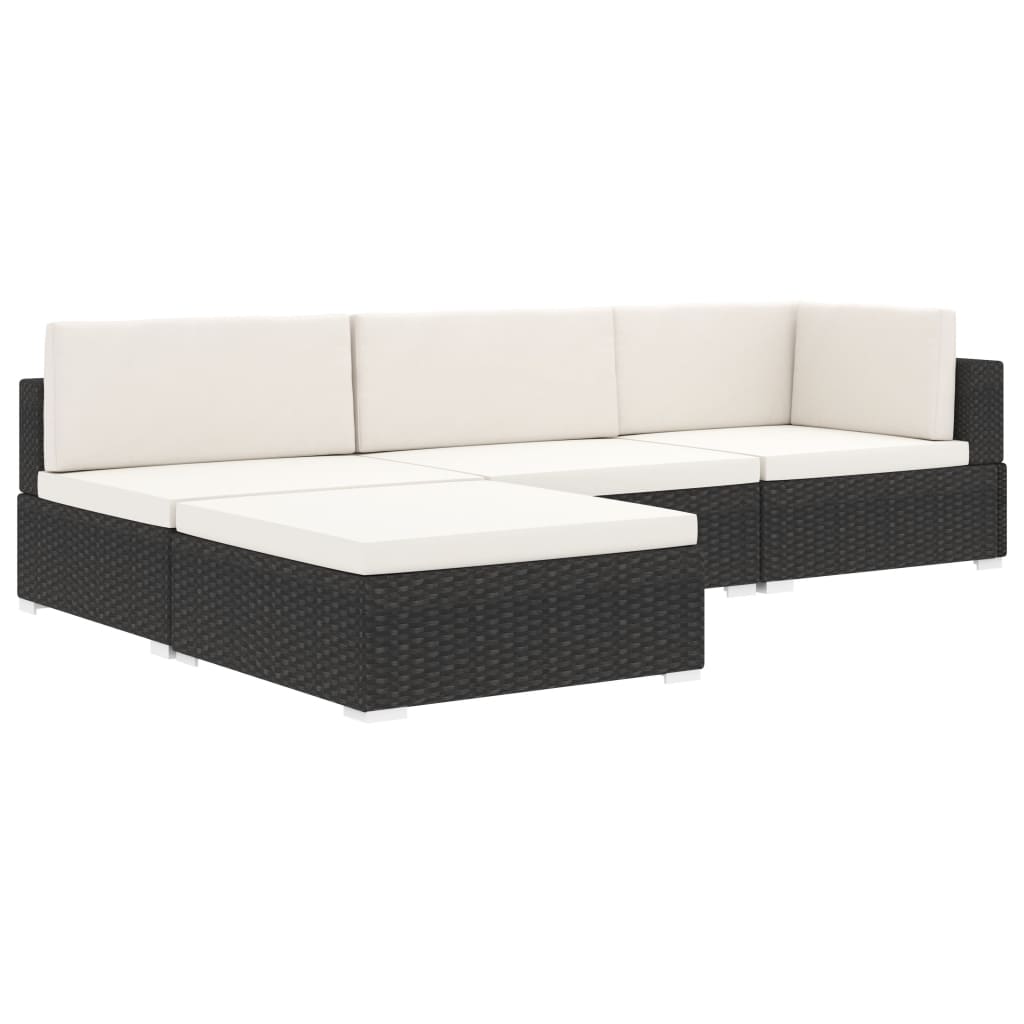 St Met Kussen Poly Rattan Bruin Voetensteun