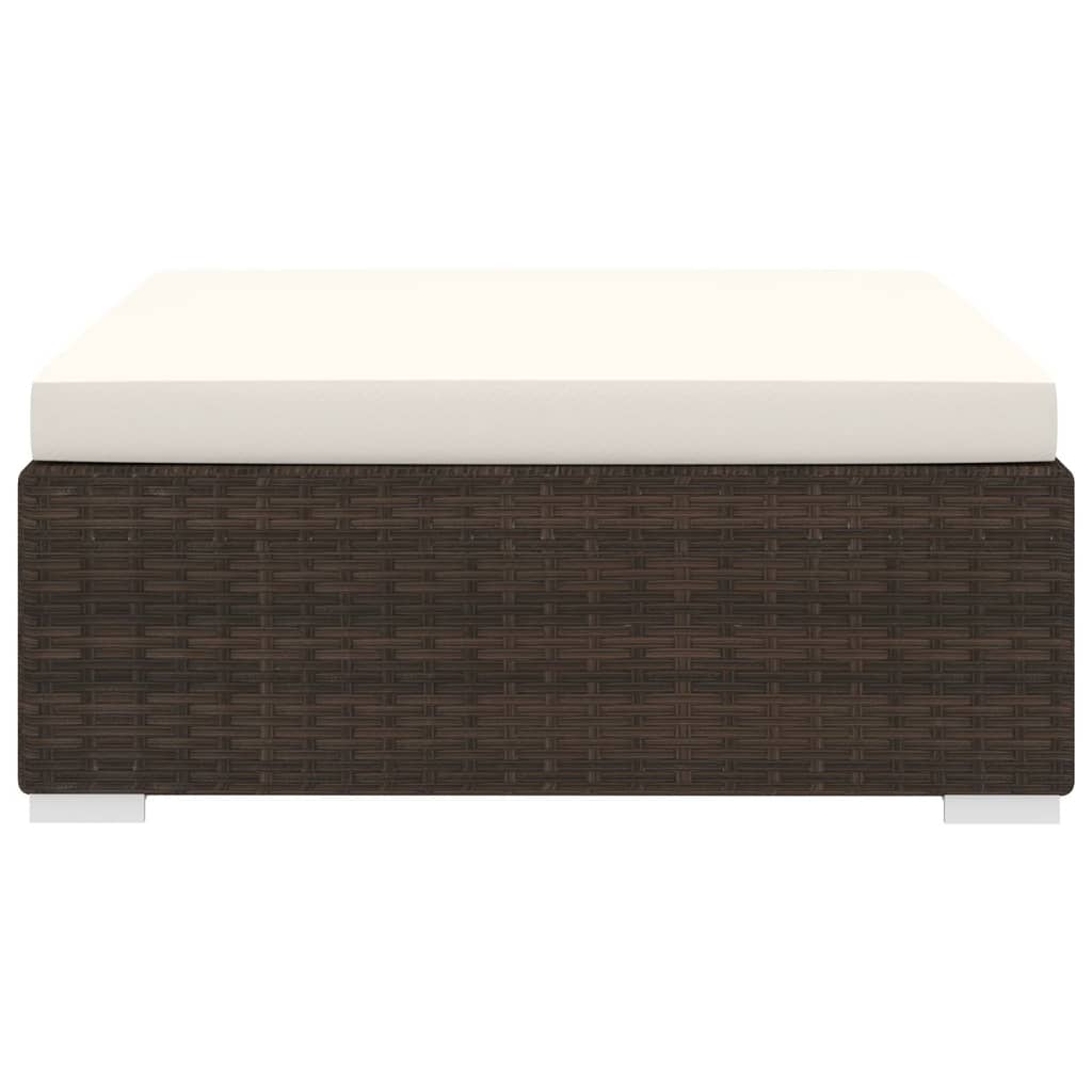 St Met Kussen Poly Rattan Bruin Voetensteun
