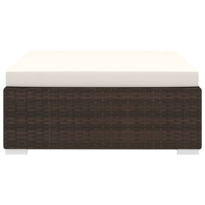 St Met Kussen Poly Rattan Bruin Voetensteun