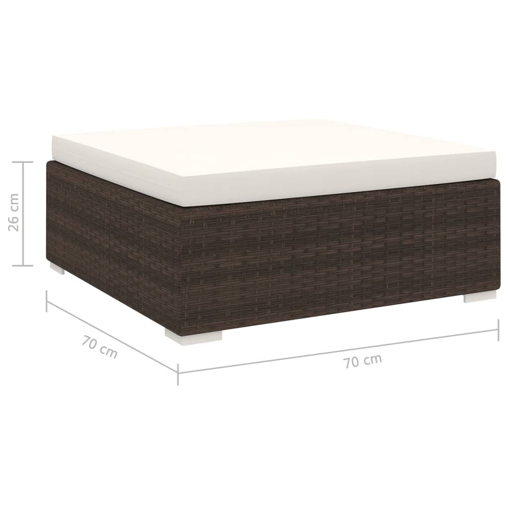 St Met Kussen Poly Rattan Bruin Voetensteun
