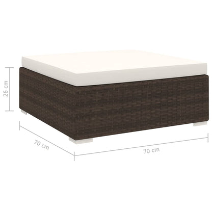 St Met Kussen Poly Rattan Bruin Voetensteun