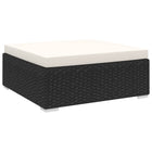Footrest 1 pc with cushion poly rattan black