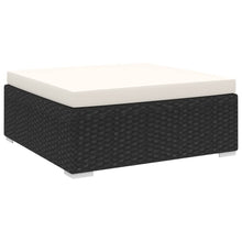 St Met Kussen Poly Rattan Zwart en wit Voetensteun