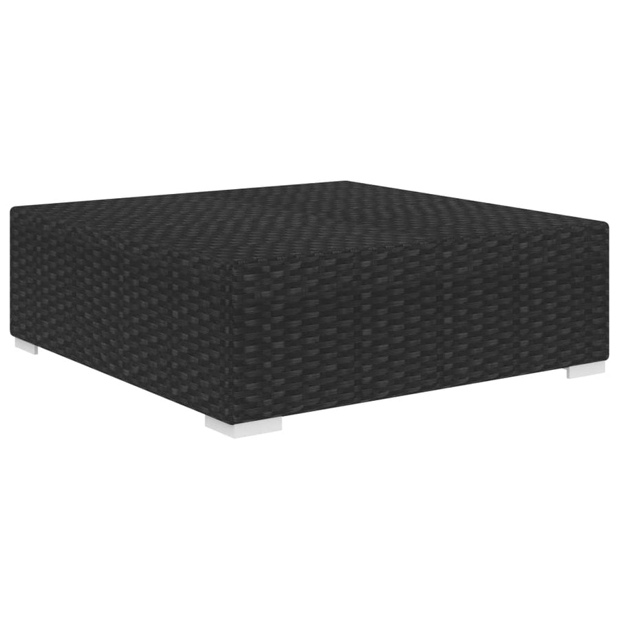 St Met Kussen Poly Rattan Zwart en wit Voetensteun