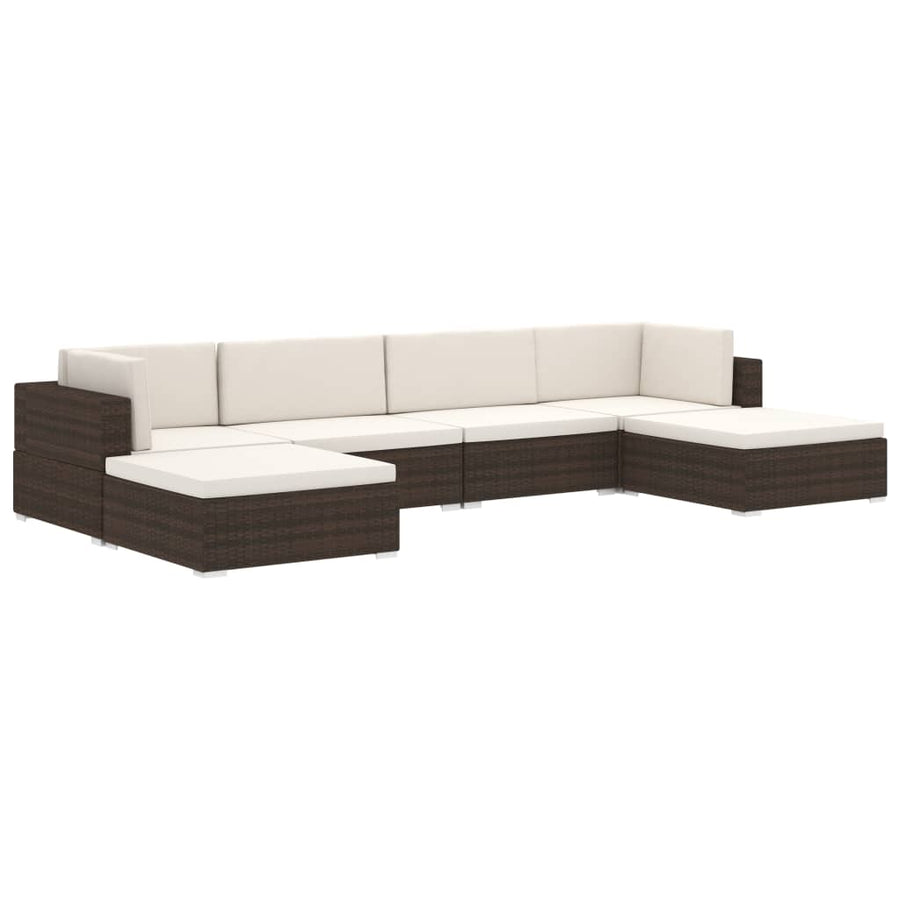 St Met Kussen Poly Rattan Zwart en wit Voetensteun