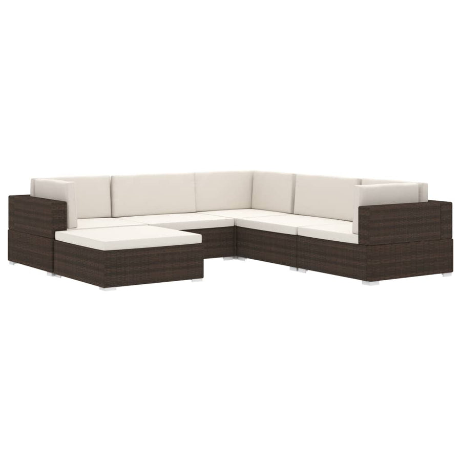 St Met Kussen Poly Rattan Zwart en wit Voetensteun