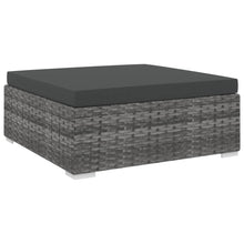 St Met Kussen Poly Rattan Grijs Voetensteun