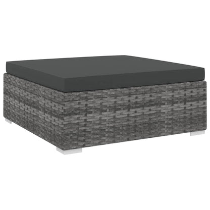 St Met Kussen Poly Rattan Grijs Voetensteun