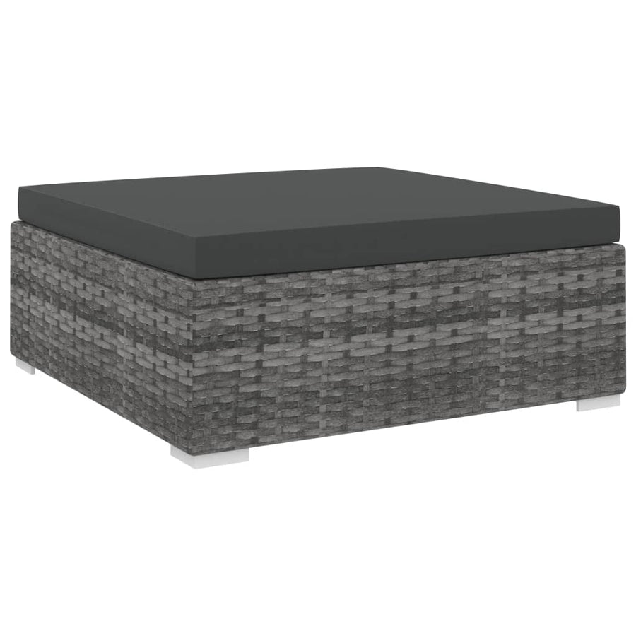 St Met Kussen Poly Rattan Grijs Voetensteun