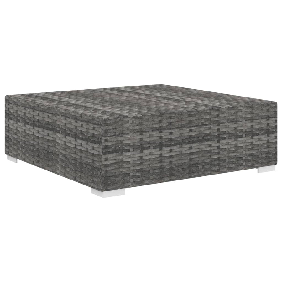 St Met Kussen Poly Rattan Grijs Voetensteun